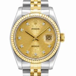 Rolex Datejust 36MM 16233 Two-Tone Champagne Diamond Dial Watch